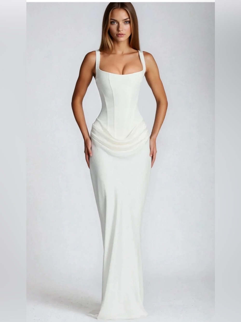 Women’s Corset Maxi Dress Draped Waist Sculpted Silhouette size 8 NWT
